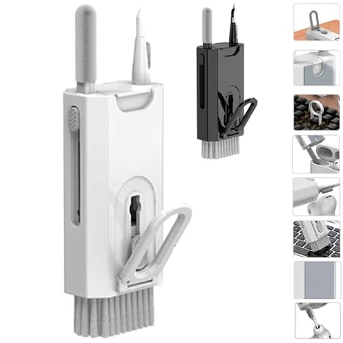 Escova de Limpeza Kit Multifuncional Teclado 8 em 1 Eletrônico, Fone de Ouvido, Teclado, Tela de Computador, Removedor de teclas (cor sortida: branco ou preto) - ROCCAMARE