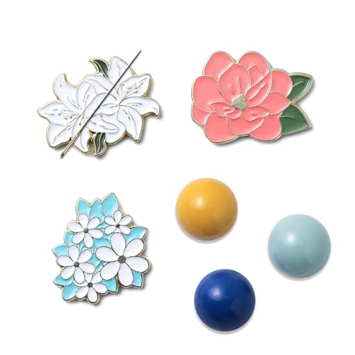 Image of Luna cici 3Pieces Needle Minder for Sewing,Magnetic Needle Keeper for Cross Stitch,Cute Flower Cartoon Pin,Needle Holder for Embroidery,Needlework Storage Accessory, Gift for Cross Stitch Lover