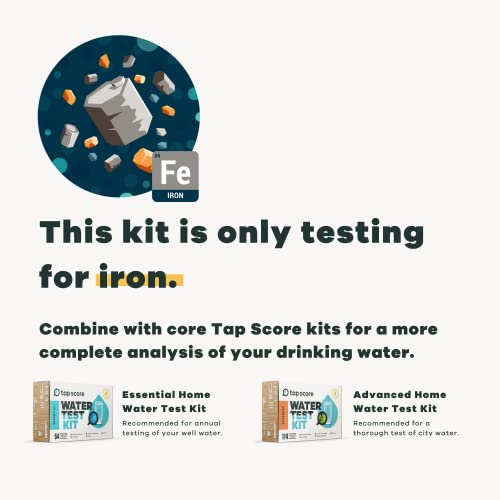 Image of Tap Score Iron in Water Test Kit | Well or City | Full Report | EPA Certified Drinking Water Labs | #1 Best Home Water Test 2021-24 NYT Wirecutter | 100% Unbiased
