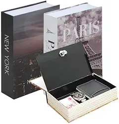 Cofre Camuflado em Formato de Livro com Chave, 18cm x 12cm, Revestimento em Capa Convencional