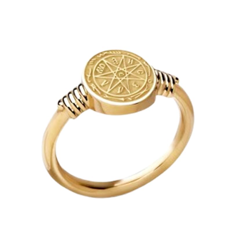 Bague chevalière dracula gothique, cadeau idéal blason de vampire en argent doré