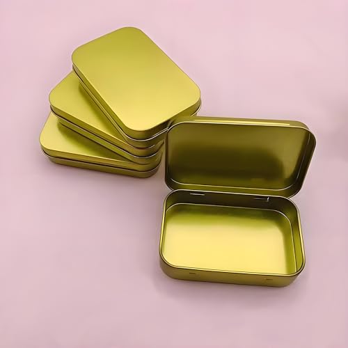 Image of Golden Small Metal Tins with Lids -4 PCS Versatile Tin Containers for Storage and Organization - Perfect Small Tin Box and Zyn Holder Nail Box DIY Gift Packaging Golden Iron Mint Case