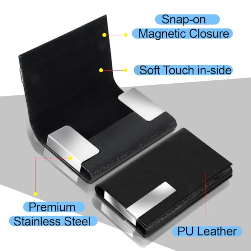 Image of Storite PU Leather Card Holder Wallet | Pocket Size Stainless Steel Multi Business Visiting Debit Credit Card Case for Men & Women