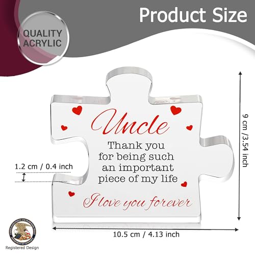 Image of Uncle Gifts - Decorative Favorite Uncle Gift - Acrylic Plaque with Red Velvet Bag, Cleaning Cloth, Envelope - Great Birthday Gift, from Niece, Nephew