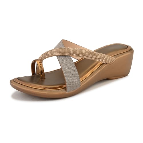 Image of Centrino Women's Wedge Heel Sandals | Stylish Slip-On Sandals for Ladies | Soft Cushioned Footbed for Comfort | Elegant & Trendy Design | Lightweight and Durable Fashion Footwear (9410)