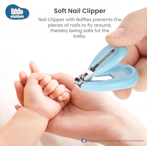 Image of Kids Station Portable Baby Potty Training Seat with 4 Piece Baby Grooming Kit - Potty Training Seat for 1 + Year child - Nail Filer, Rounded Scissors, Nail Cutter and Tweezer (Blue)