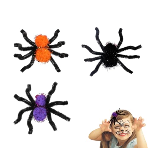 DLPRK 3 Pezzi Fermagli per Capelli Halloween con Fiocco, Glitterati, Mollette con Ragno, Accessori per Capelli Bambina per Feste di Halloween