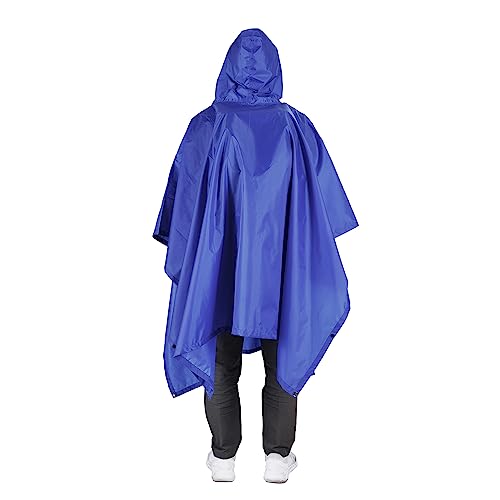 Tomshoo Rain Poncho, Raincoat, Waterproof Camping Tent, Tarpaulin, 3-In-1 Multifunctional Rain Cover For Hunting, Camping, Hiking And Cycling., Blue - 2