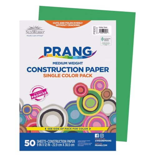 Image of Prang Construction Paper, 9 inch x 12 inch, Holiday Green, 50 /Pack, 50 Packs | Formerly SunWorks, Class Pack, 2500 Sheets Total, P8003