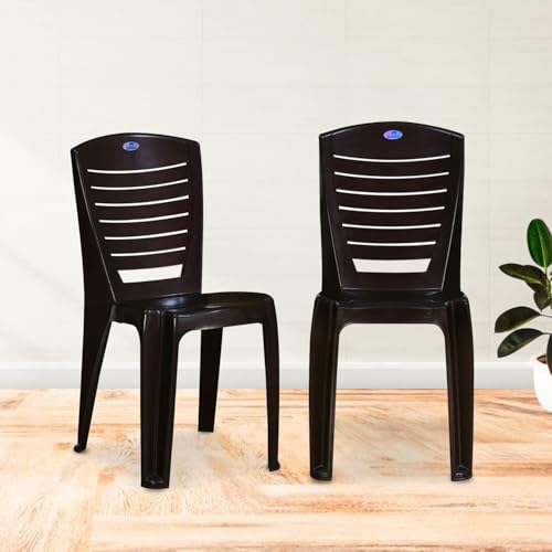 Image of Nilkamal Plastic Chair for Living room |Set of 2 | 3 Year Warranty | For Home, Living Room, Outdoor | Weather Brown Colour | CHR4025