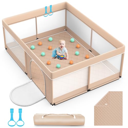 Omzer Baby Playpen with Mat 71'×59' - Extra Large Playpen...