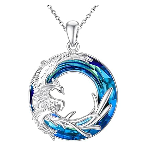 jagosen Phoenix Necklace Women Silver Necklaces for Women Crystal Phoenix Pendant Necklace Firebird Best Friend Necklace Jewellery for Women Valentine's Day Mother's Day Birthday Jewelry Cover