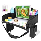WENRENER Kids Travel Tray for Car Seat, Toddler Road Trip Essentials With Drawing Kit, Travel Activities Must Haves (Black)