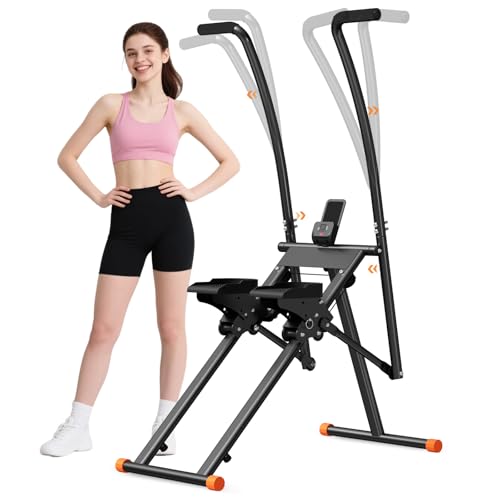 Machine d'escalade - Stepper pour la maison - Vélo elliptique - Pliable - Avec écran LCD - Guidon - Pédales réglables - Support de téléphone - Pour la...