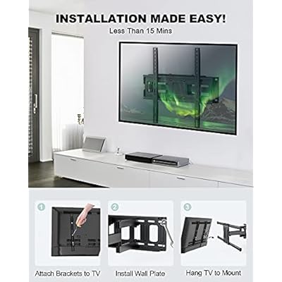 Full Motion TV Wall Mount Bracket, Dual Articulating Swivel Extension Arm for Most 26-55 Inch LED, LCD, OLED Flat Curved TVs with Max VESA 400x400mm, Holds up to 99 lbs by ERGO TAB, Black (EBMF3)