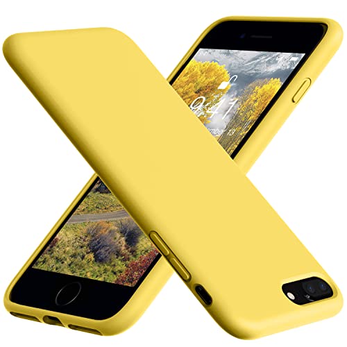 Vooii Compatible with iPhone 8 Plus Case, iPhone 7 Plus Case, Soft Silicone Gel Rubber Bumper, Microfiber Lining Hard Shell Shockproof Full Body Protective Cover Yellow