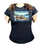 MERCHANDMANIA Camiseta Negra Mujer Deporte Playa Kayak Amigos Isla Tropical Oferta Tshirt