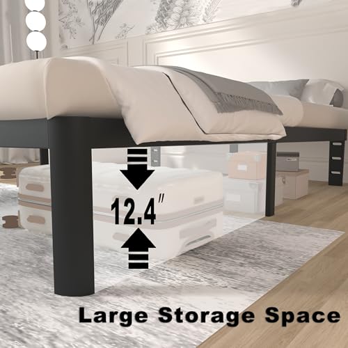 Image of ITIMIDI 14 Twin Bed Frames, Metal Platform Bed Frame Twin Size, Safety Design with Rounded Corner Legs and DIY Headboard Hole, Heavy Duty Steel Slats Support, No Box Spring Needed, Noise Free, Black