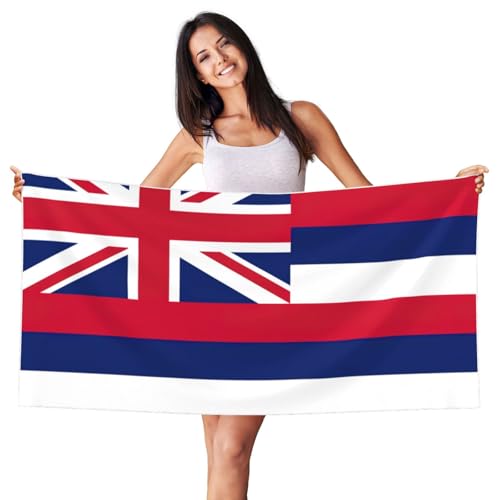 JEJEA ハワイ国旗プリント 軽量 ビーチタオル 大人用 レディース メンズ プールタオル 旅行 水泳 キャンプ ピクニック用