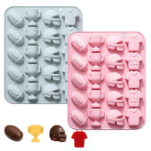 2Pack Football Ice Cube Mold 20Cavity Silicone Football Chocolate Mold 3D Silicone Footballs Cake Pop Molds for Cake Decoration Chocolate Ice Cube Candy