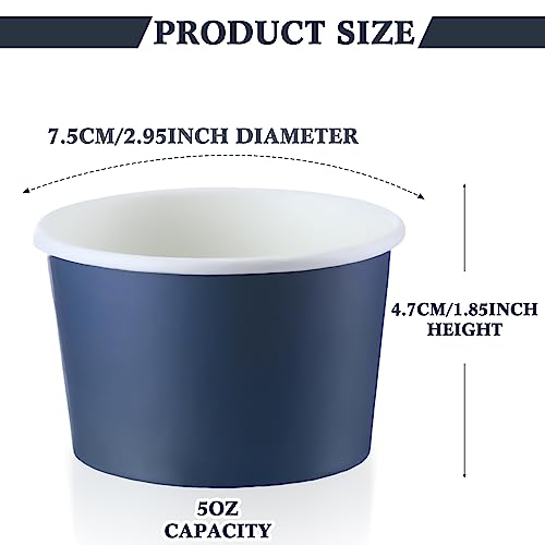 Image of Didaey 100 Pcs Paper Ice Cream Bowls Disposable Dessert Cups Yogurt Sundae Containers Disposable Yogurt Dessert Bowls for Food, Party Supply, Soup, Ice Cream, Blue(5 oz)