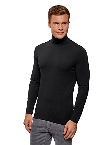Preisvergleich Produktbild oodji Ultra Herren Enger Rollkragenpullover Basic, Schwarz, DE 52-54 / L