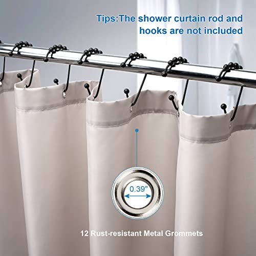 Image of Amazer Khaki Shower Curtain Liner, Khaki Fabric Shower Liner, 2-in-1 Bathroom Shower Curtain and Liner, 12 Grommet Holes, Water Proof, Machine Washable, Hotel Quality, 72 x 72 Inches