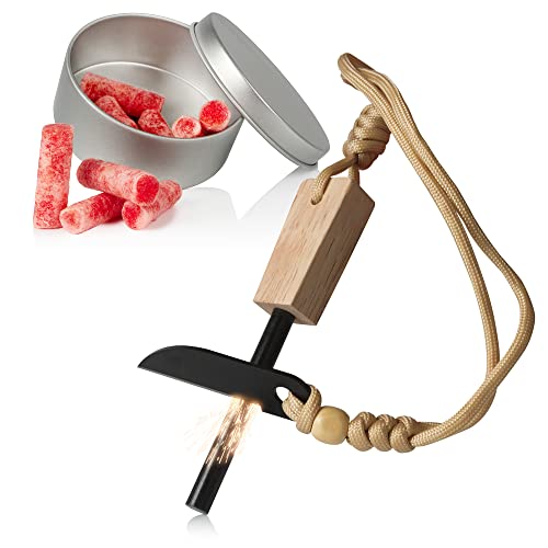 CampFeuer Feuerstahl Set mit Feuerstahl und Grillanzünder | Notfall Feuerzeug mit Wachszunder, Notfallausrüstung für Camping | Funkenstab, Zündstab, Survival Set, Fire Starter, Survival Kit
