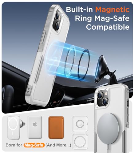 Protection iPhone 15 antichoc blanche compatible Magsafe de grade militaire