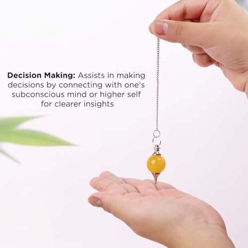 Image of Golden Quartz Ball Pendulum | Natural Crystal Stone Dowsing Pendulum | Healing Crystal Stones for Reiki Meditation, Feng Shui & Chakra Energy | Spiritual Vastu Decorative Items