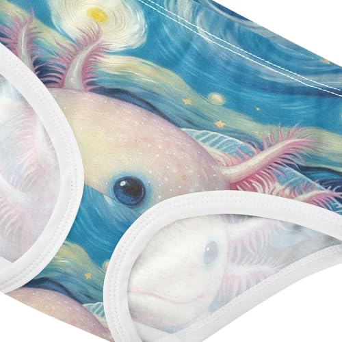 Cotton Girls Underwear Toddler Cute Axolotl Starry Night Funny Girl Panties Cute Animals Underpants Briefs 2t4