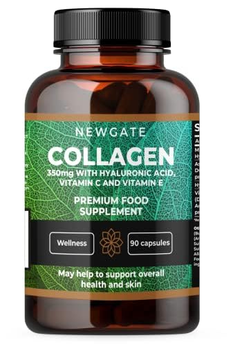 Newgate Labs Collagen 350mg with Hyaluronic Acid, Vitamin C & Vitamin E - Advanced Nutritional Supplement - 90 High Strength Capsules - Health Wellness Support - GMO Free - Halal - Made in The UK