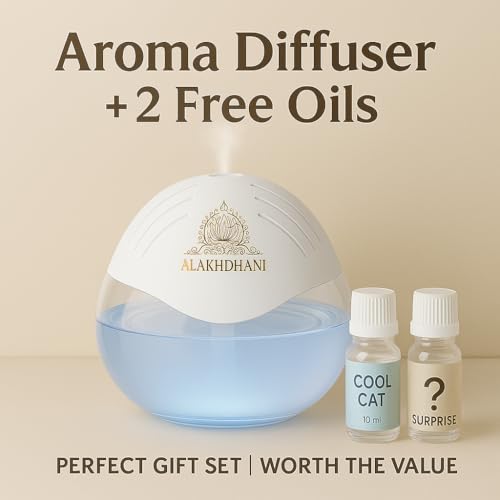 Image of Aroma Diffuser & Humidifier | 1.5L Essential Oil Diffuser | Soothing LED | Includes 2 Free Fragrance Oils (Cool Cat + Surprise) | Perfect for Bedroom, Office, Home, Spa & Aromatherapy