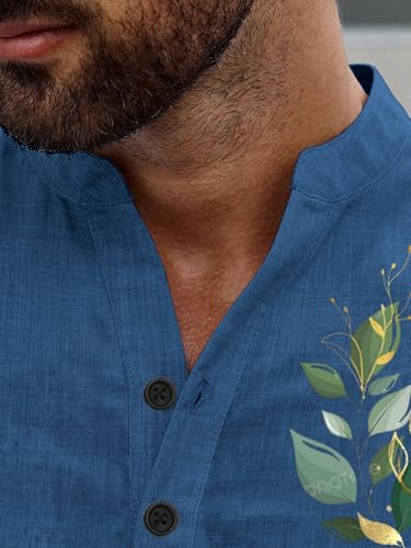 Image of TOPLOT Men's Kurta Shirt |Premium Linen Printed | Stylish Ethnic Wear | Comfortable Fit Design | Clean Look Structure | Versatile Styling | Ideal for Casual, Festive, Party (5265)