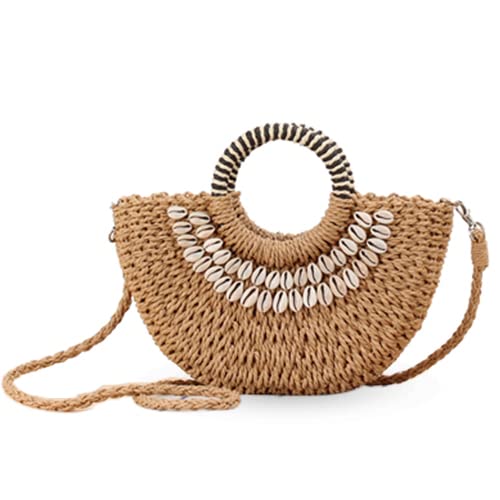 Bolso Mini Media Luna de Rattán y Paja para Mujer miniatura 1