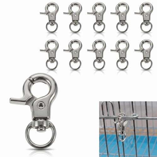 Image of balacoo 10 Pcs Bird Cage Door Lock Buckles Pet Cage Safety Clips Anti-Escape Hook Clips for Parrot Cages Small Medium Large Birdcage Use 1.18 X 0.59 X 0.19 in