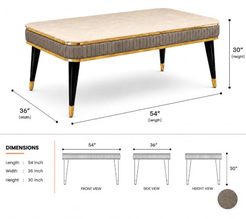 Image of WOODEN SPACE 4 Seater Wooden Dining Table Set | Urban Marble Top Dining Table with Chairs for Dining Room & Kitchen (Modern Zyro Brown) (54 x 36 x 30 inch)