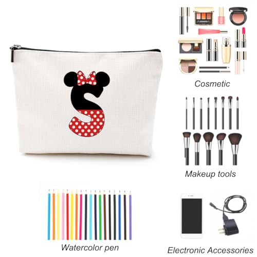 Cute Cartoon Mouse Gifts Initial A-Z Personalized Makeup Bag Monogrammed Cosmetic Bags Magic Mouse Stuff Funny Mouse Themed Gifts Mouse Lover Gifts Wizard Gifts Birthday Gifts for Women Girls (S)3