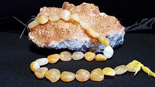 LKBEADS Żółty kolor chalcedon gładka forma koraliki w kształcie samorodków 38 cm, wyraziste koraliki, naturalne koraliki chalcedonowe 15,2 mm x 14 mm do 18,7 mm x 14,6 mm