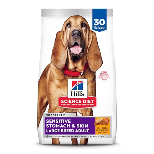 Hill’s Science Diet Sensitive Stomach & Skin, Adult 1-5, Large Breed Stomach & Skin Sensitivity Support, Dry Dog Food, Chicken Recipe, 30 lb Bag