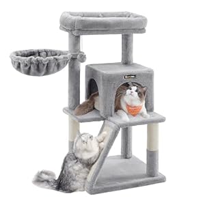 Feandrea Kratzbaum, Katzenbaum mit großer Plattform, hellgrau PCT51W