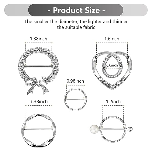5 Pcs Scarf Ring and Slides T Shirt Tie Clips for Women Clothing Tops Side Waist Tightener Cincher Knot Holder3