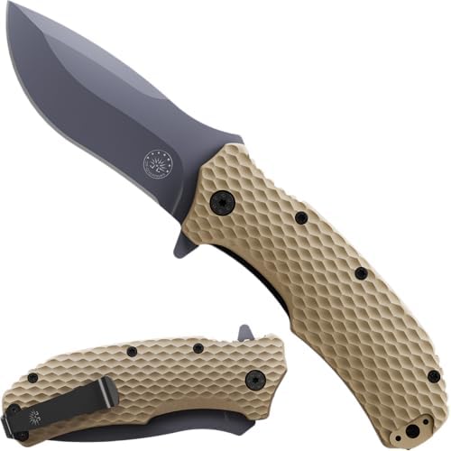Off-Grid Knives Rapid Fire Coyote assisted EDC knife with cryogenic D2 blade and G10 scales