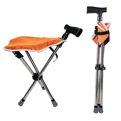Blendra Walking Stick with Seat Foldable walking stick seats for adults seniors Travel Lightweight 200kg Load Aluminium Height Maximum 90cm Adjustable