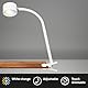 BRILONER - LED Schreibtischlampe mit Akku, magnetisch abnehmbar, 360 Grad drehbar, dimmbar, CCT, Leselampe kabellos, Klemmlampe, Klemmleuchte, Nachttischlampe, Leselicht Kinder, 44 cm hoch, Weiß