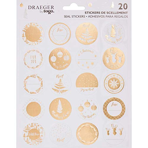 Toga Stickers Packaging, White and Gold, 3 x 3 cm, Set of 5, White / Gold - Image 2