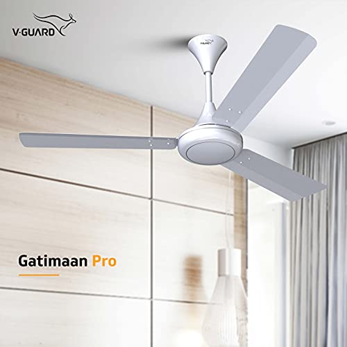 Image of V-Guard Gatimaan Pro AS Ultra High-Speed Ceiling Fan for Home | Energy Efficient | PEARL White |1200mm Sweep|400 RPM Speed|Aerodynamically Designed Metal Blade for Higher Air Thrust l100% Copper Motor