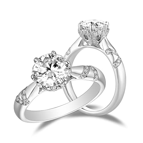 DovEggs Moissanite Engagement Rings for Women,Moissanite Wedding Rings, 1.5ct 7.5mm G-H-I Color Heart Arrows Cut Moissanite Lab Grown Diamond Solitaire 14K Gold QUALITY Sterling Silver