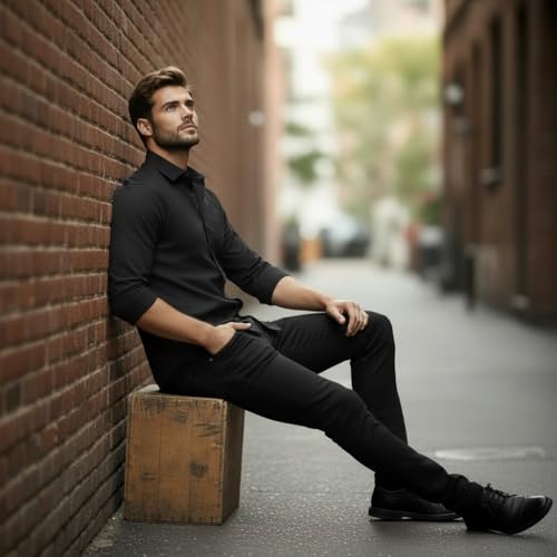 Image of Glowic Men's Plain Casual Shirt | Cotton Soft & Breathable Fabric | Full Sleeve Comfort Fit Stylish Solid Shirts for Office