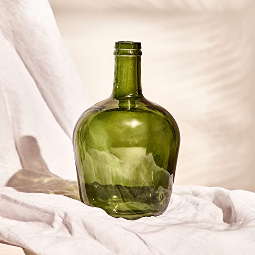 Handmade Damajuana Glass Carafe 4L Smooth - Mediterranean Style Glass Bottle or Carafe for Home Decoration as Vase (Olive Green) - Image 4